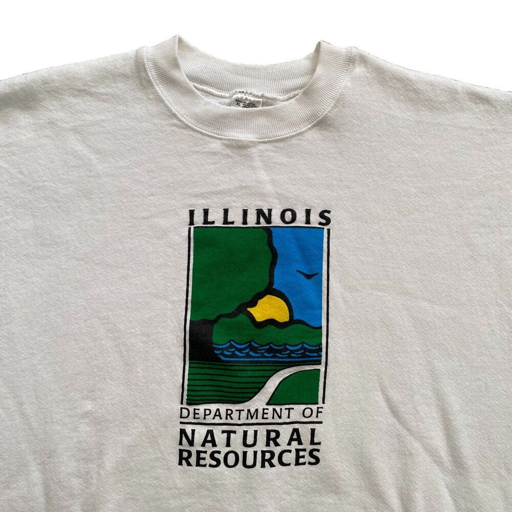 Vintage Illinois Department Of Natural Resources Sweatshirt 90s XL White River